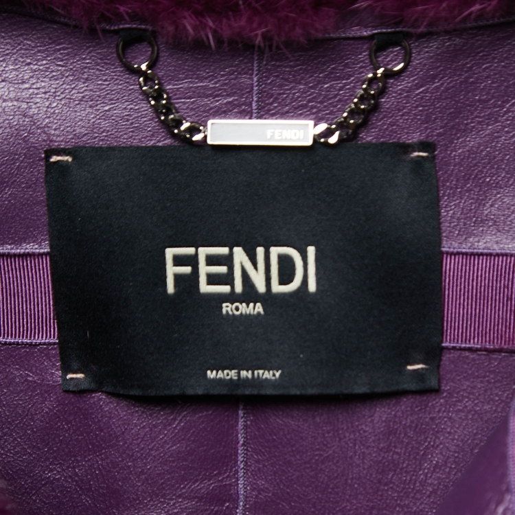Pre Owned Fendi Purple Fox Fur Belted Vest M