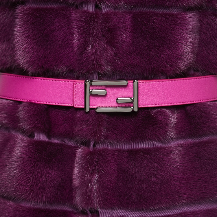 Pre Owned Fendi Purple Fox Fur Belted Vest M