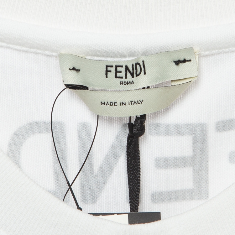 مملوكة مسبقًا Fendi White Logo Embroidered Cotton Half Sleeve T-Shirt S