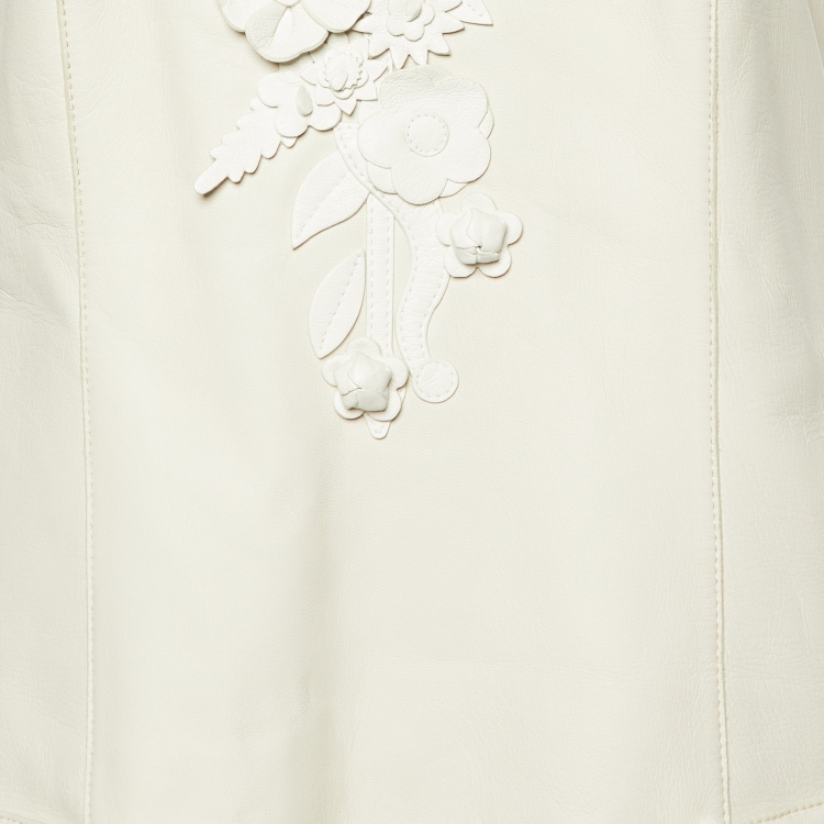 مملوكة مسبقًا Fendi Off White Lambskin Leather Mini Dress M