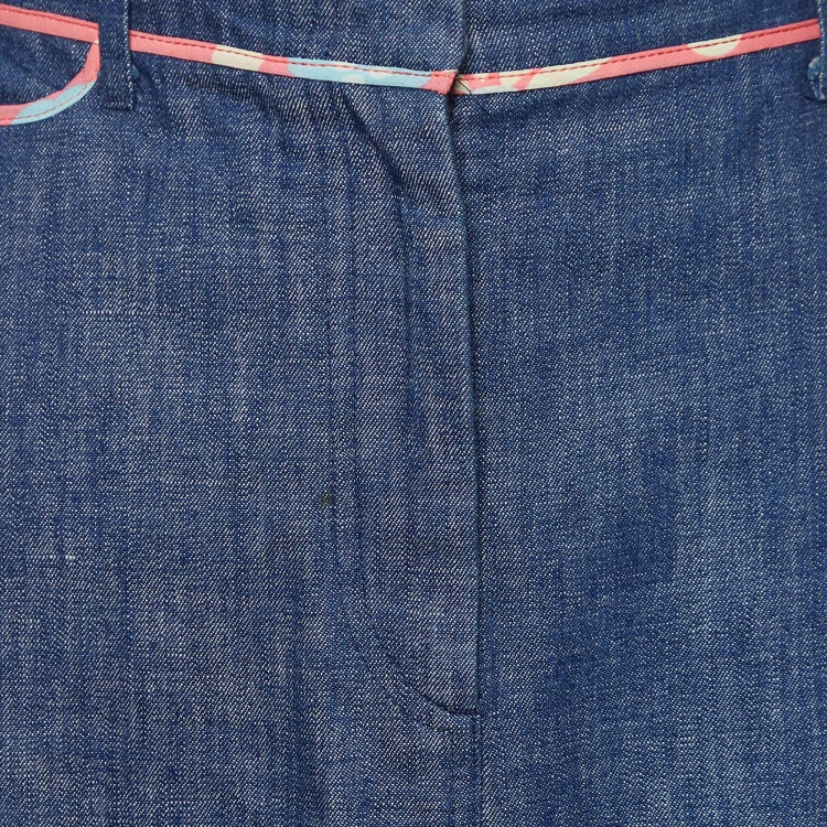 Pre Owned Fendi Jeans Vintage Blue Denim Skirt & Jacket Set M
