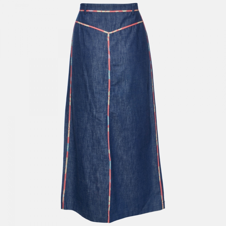 Pre Owned Fendi Jeans Vintage Blue Denim Skirt & Jacket Set M
