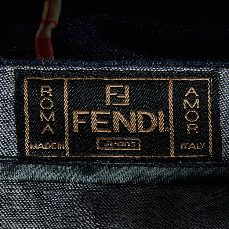 Pre Owned Fendi Jeans Vintage Blue Denim Skirt & Jacket Set M