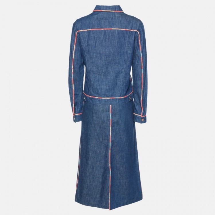 Pre Owned Fendi Jeans Vintage Blue Denim Skirt & Jacket Set M