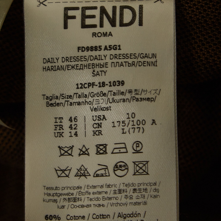 Pre Owned Fendi Brown Monogram Patterned Jersey Belted Mini Dress L