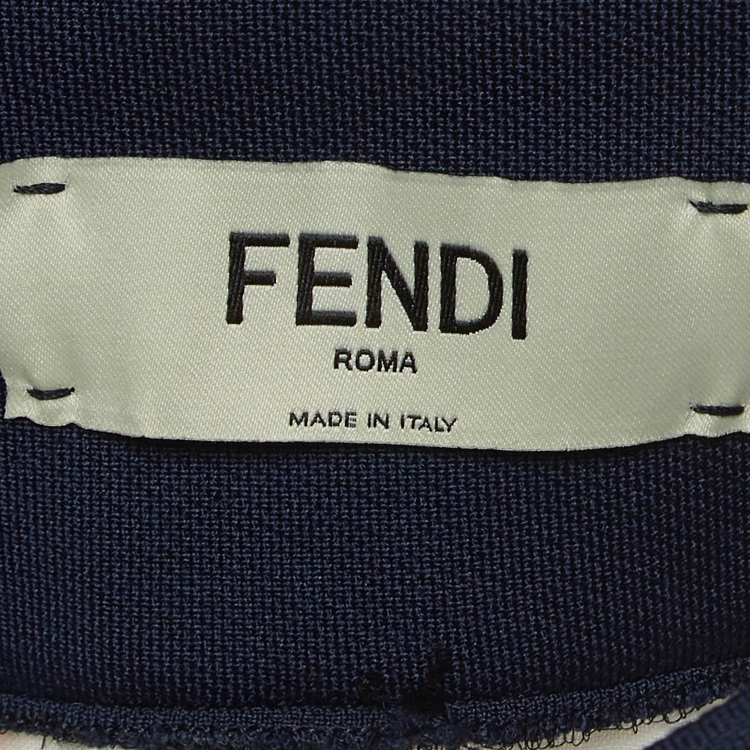 Pre Owned Fendi x Fila White Fendi Mania Print Silk Pleated Midi Skirt M