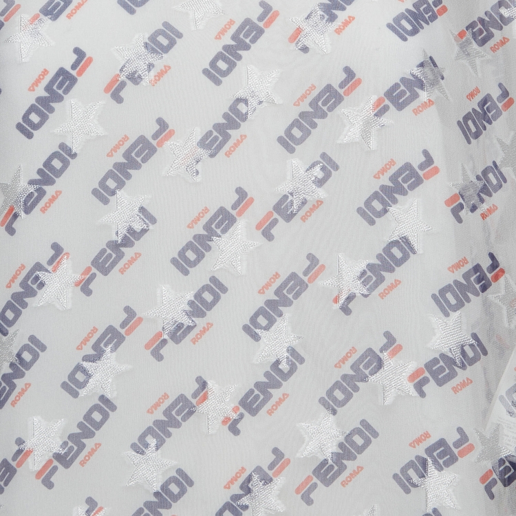 Pre Owned Fendi x Fila White Fendi Mania Print Silk Top M