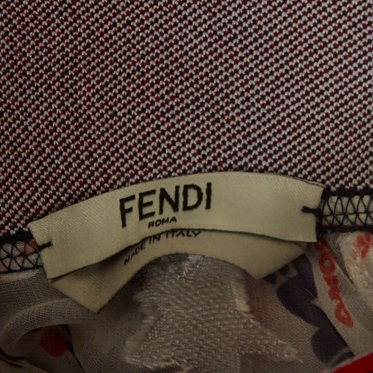 Pre Owned Fendi x Fila White Fendi Mania Print Silk Top M