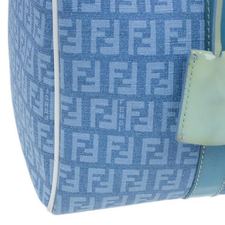 Pre Owned Fendi Blue Forever Zucca Boston Bag