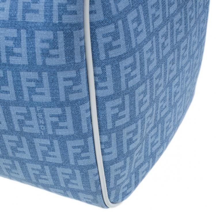 Pre Owned Fendi Blue Forever Zucca Boston Bag