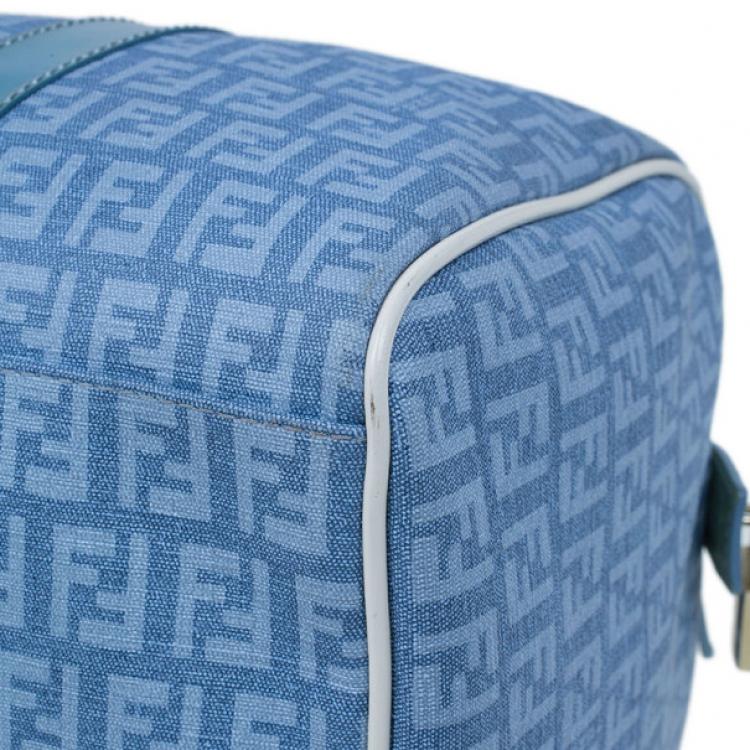 Pre Owned Fendi Blue Forever Zucca Boston Bag
