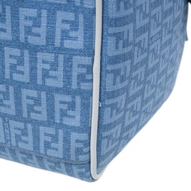 Pre Owned Fendi Blue Forever Zucca Boston Bag