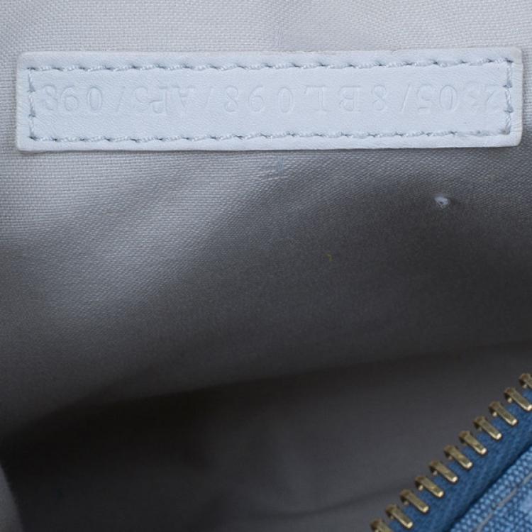 Pre Owned Fendi Blue Forever Zucca Boston Bag