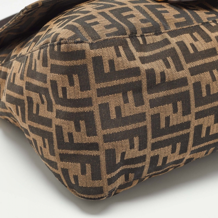 Pre Owned Fendi Tobacco Zucca Canvas and Leather Large Mama Forever Shoulder Bag