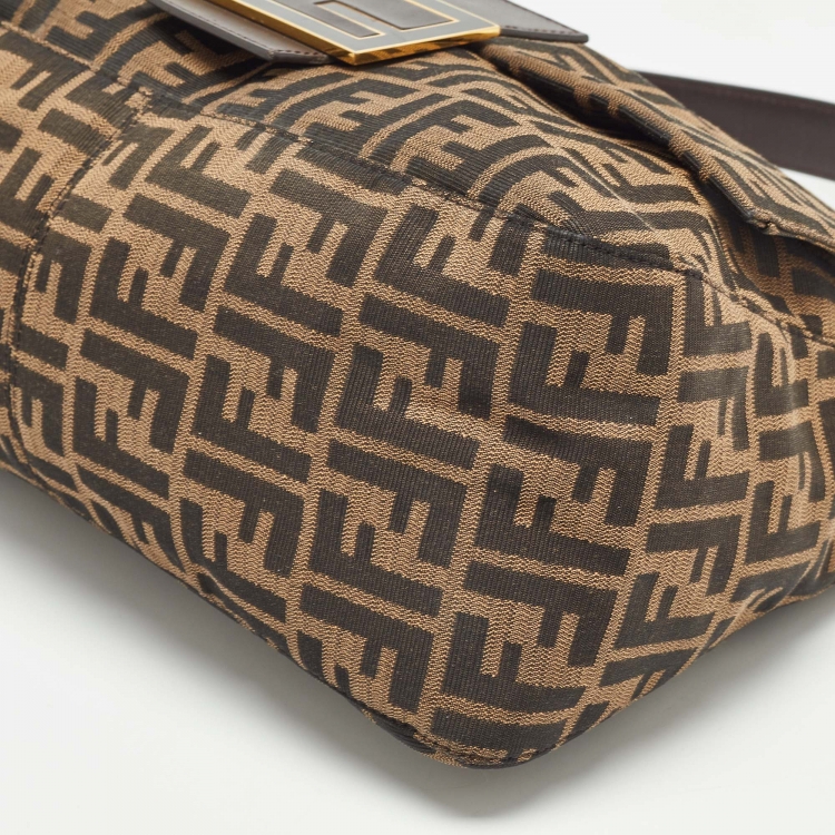 Pre Owned Fendi Tobacco Zucca Canvas and Leather Large Mama Forever Shoulder Bag