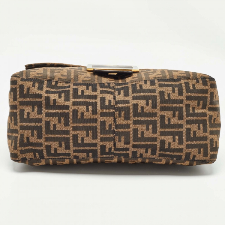 Pre Owned Fendi Tobacco Zucca Canvas and Leather Large Mama Forever Shoulder Bag