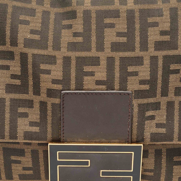 Pre Owned Fendi Tobacco Zucca Canvas and Leather Large Mama Forever Shoulder Bag