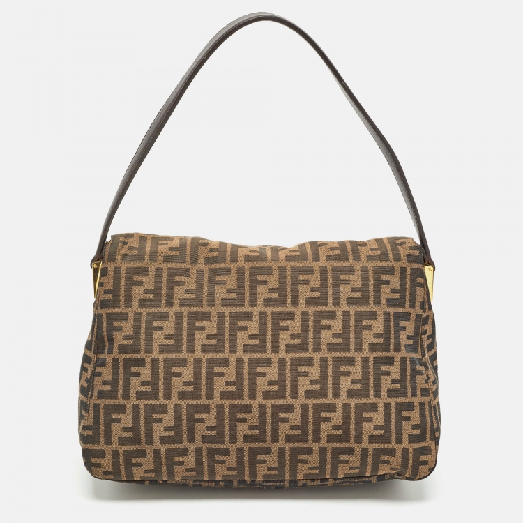Pre Owned Fendi Tobacco Zucca Canvas and Leather Large Mama Forever Shoulder Bag