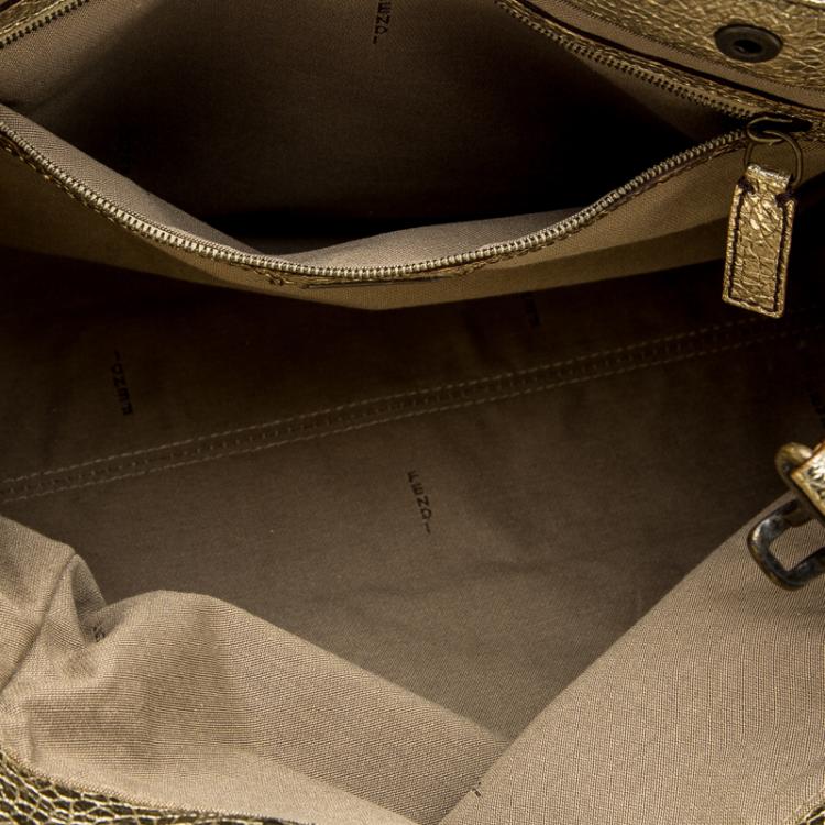 Pre Owned Fendi Gold Leather Du Jour Satchel