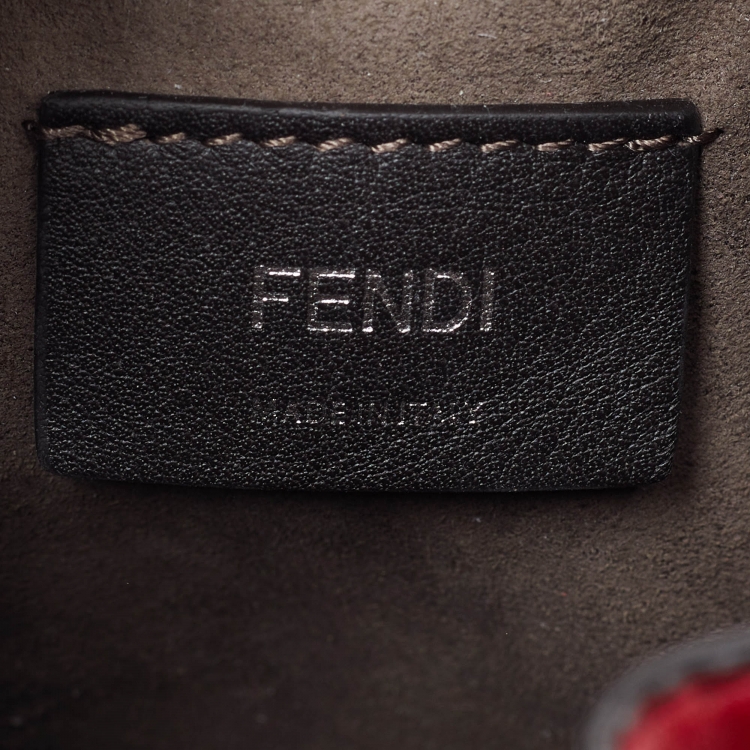 Pre Owned Fendi Red Zucca Leather Mini Mon Tresor Bucket Bag