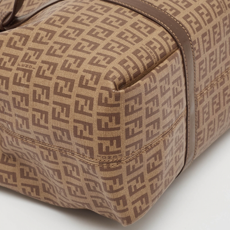 Pre Owned Fendi Brown Zucchino Coated Canvas Shopper Tote