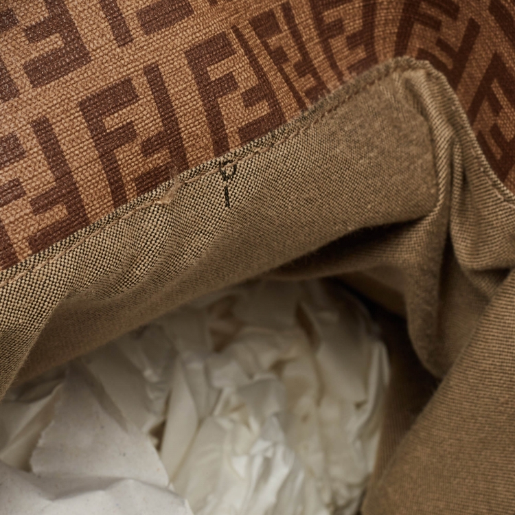 Pre Owned Fendi Brown Zucchino Coated Canvas Shopper Tote