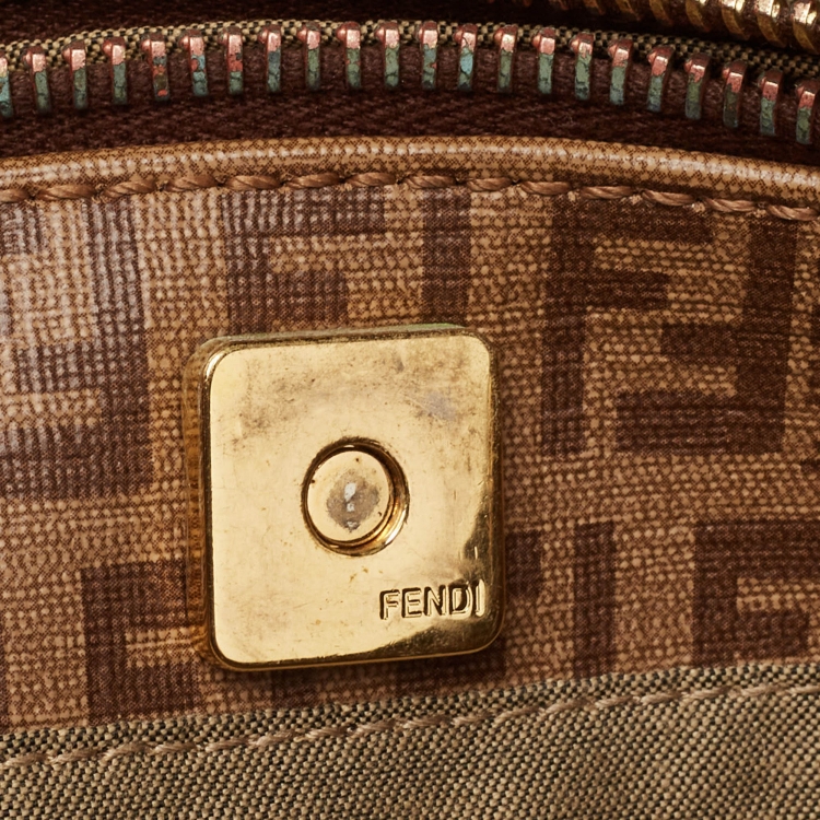 Pre Owned Fendi Brown Zucchino Coated Canvas Shopper Tote