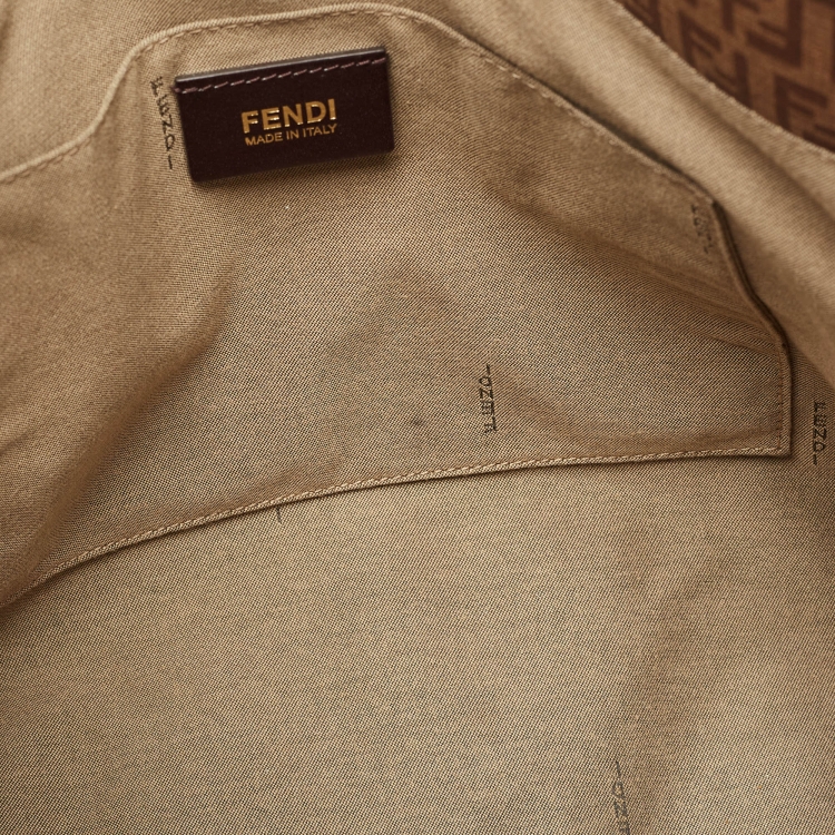 Pre Owned Fendi Brown Zucchino Coated Canvas Shopper Tote