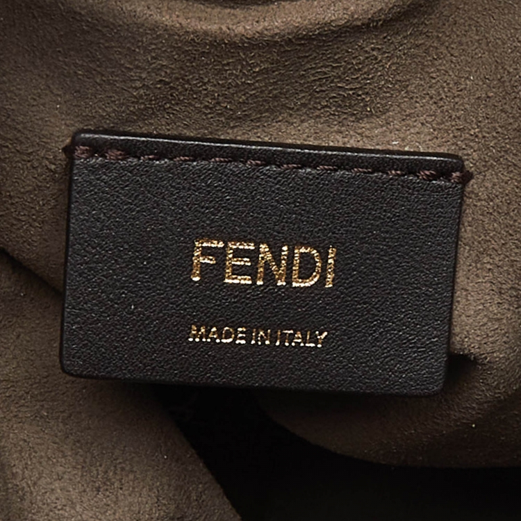 Pre Owned Fendi Beige/Brown Leather Mini Mon Tresor Drawstring Bucket Bag