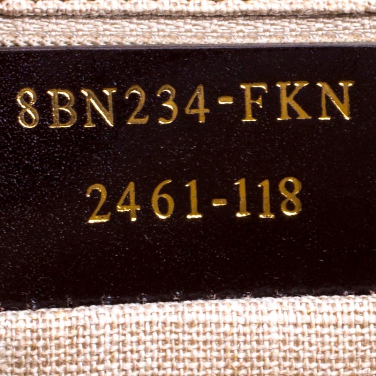 Pre Owned Fendi Copper/Tobacco Leather and Pequin Canvas Silvana Top Handle Bag