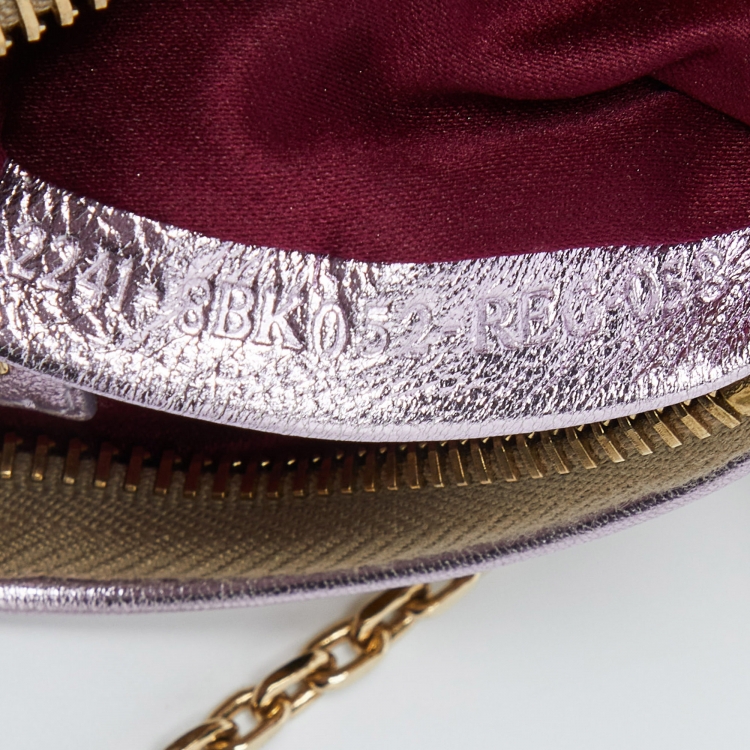 Pre Owned Fendi Gold/Lilac Zucca Suede and Leather Pochette Bag