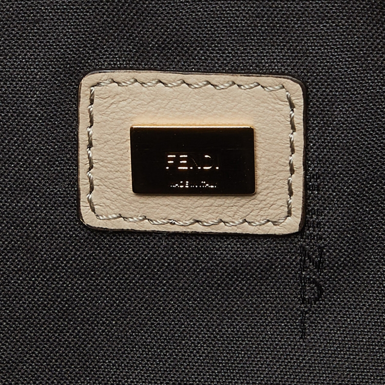 Pre Owned Fendi Beige/Brown Zucchino Suede Flat Wristlet Pouch