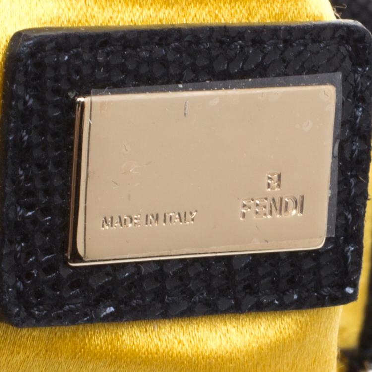 Pre Owned Fendi Black Raffled Satin Folded Clutch