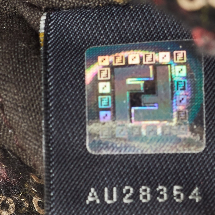 Pre Owned Fendi Multicolor Zucca Wool and Sequins Mini Mama Baguette Chain Bag