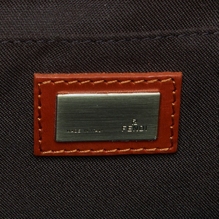 Pre Owned Fendi Tan Leather Compilation Baguette Bag