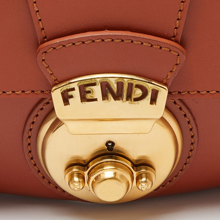 Pre Owned Fendi Tan Leather Compilation Baguette Bag