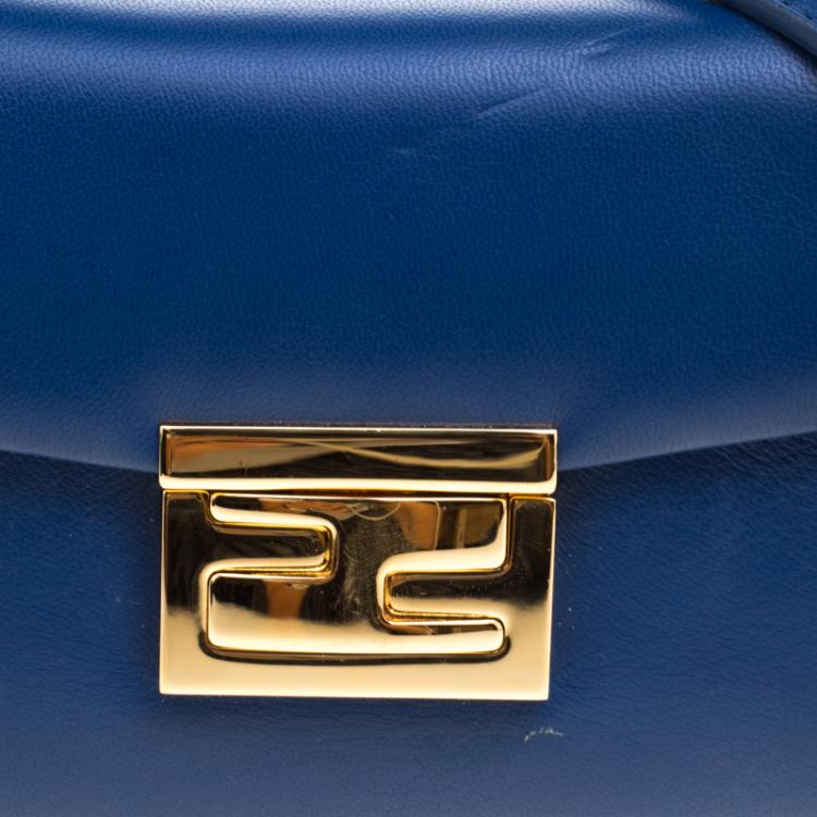 Pre Owned Fendi Blue Leather Be Baguette Crossbody Bag