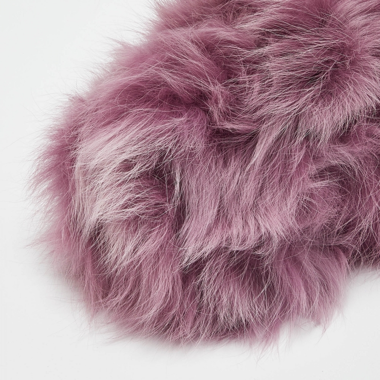 Pre Owned Fendi Purple Fox Fur and Leather Small First Clutch
