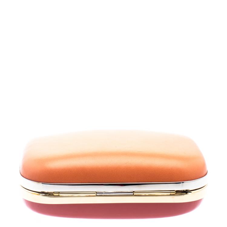 Pre Owned Fendi Red/Orange Patent Leather Giano Box Clutch