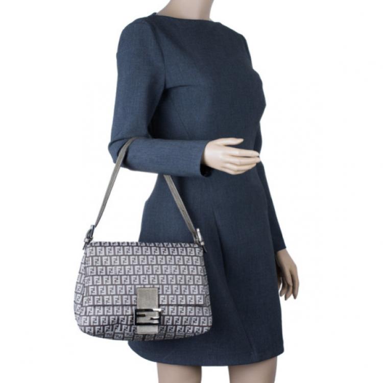 Pre Owned Fendi Metallic Zucchino Baguette Shoulder Bag