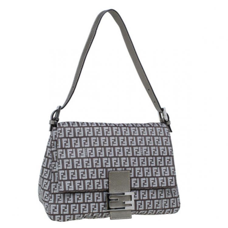 Pre Owned Fendi Metallic Zucchino Baguette Shoulder Bag