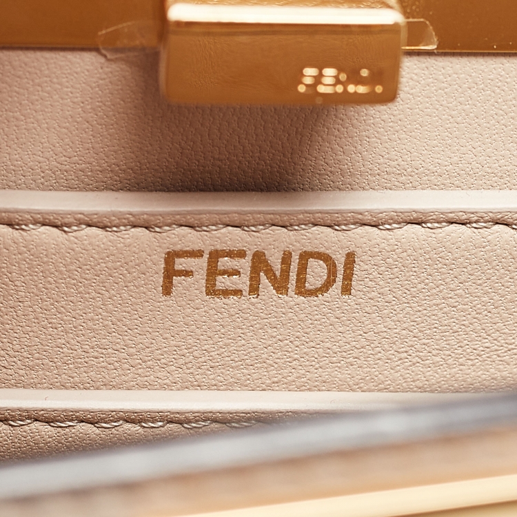 Pre Owned Fendi Beige Leather Petite Peekaboo ISeeU Top Handle Bag