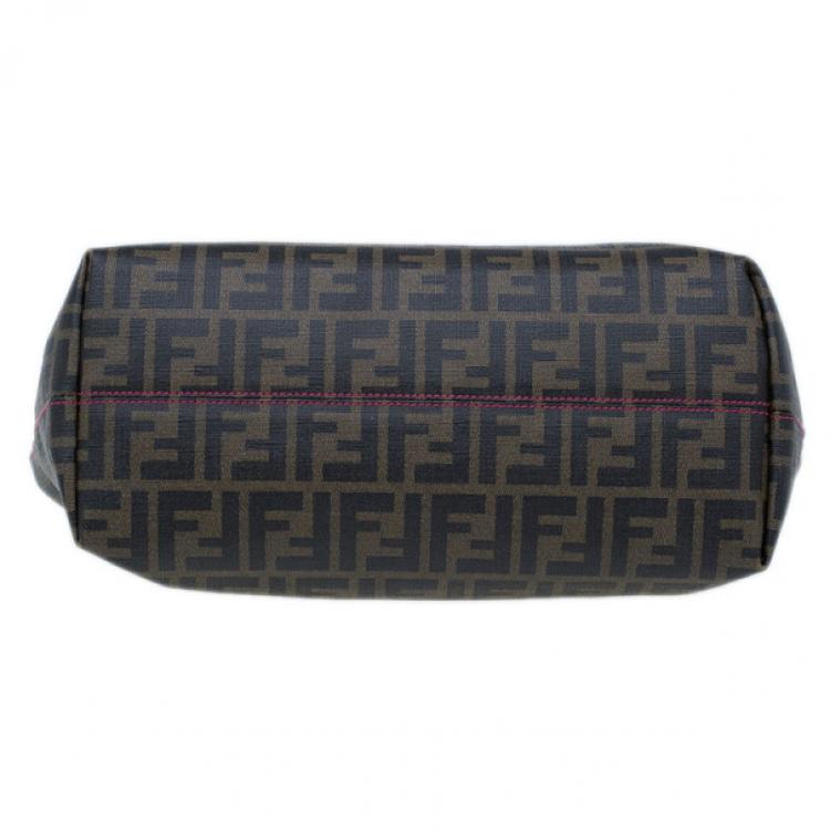 Pre Owned Fendi Brown Zucca Canvas Roll Tote