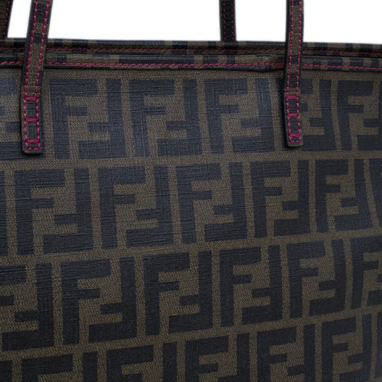 Pre Owned Fendi Brown Zucca Canvas Roll Tote