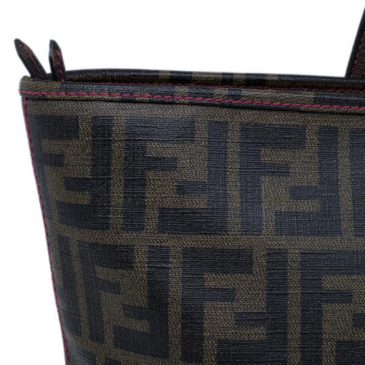 Pre Owned Fendi Brown Zucca Canvas Roll Tote