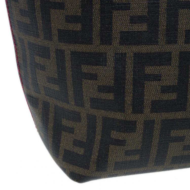 Pre Owned Fendi Brown Zucca Canvas Roll Tote