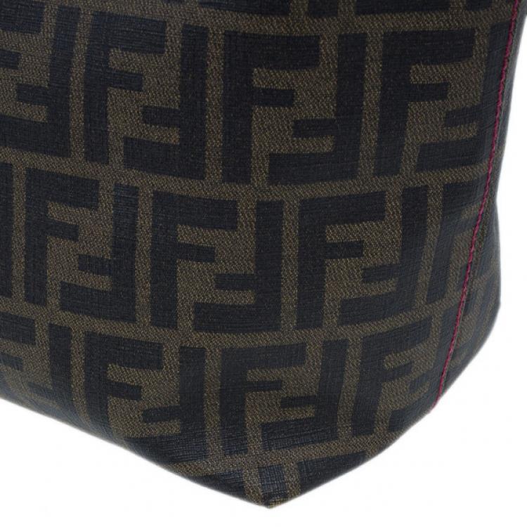 Pre Owned Fendi Brown Zucca Canvas Roll Tote