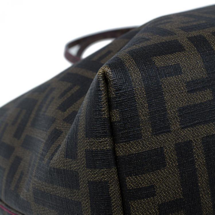 Pre Owned Fendi Brown Zucca Canvas Roll Tote