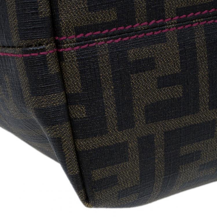 Pre Owned Fendi Brown Zucca Canvas Roll Tote