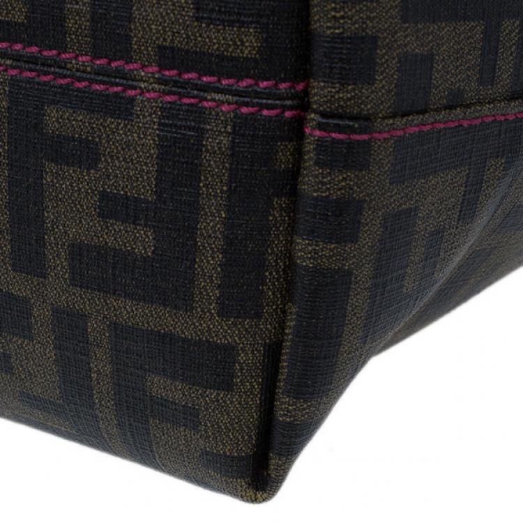 Pre Owned Fendi Brown Zucca Canvas Roll Tote